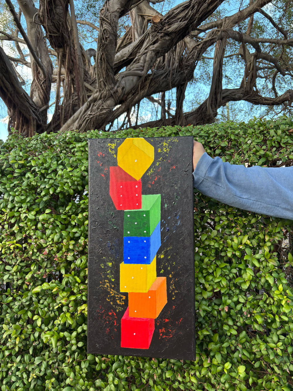 "THE ATHEIST" DAVID MYERS 2025 ACRYLIC ON CANVAS 24” x 12”